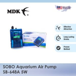 SOBO Aquarium Air Pump SB-648A 5W with Double Output Air Bubble Stones Pam Ikan
