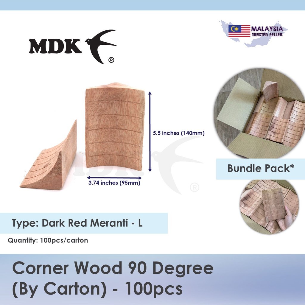 Corner Wood 90 Degree / Kayu Sudut 90 Darjah Width: 95mm Dark Red Meranti (Buy by Carton - 100pcs) - Image 2