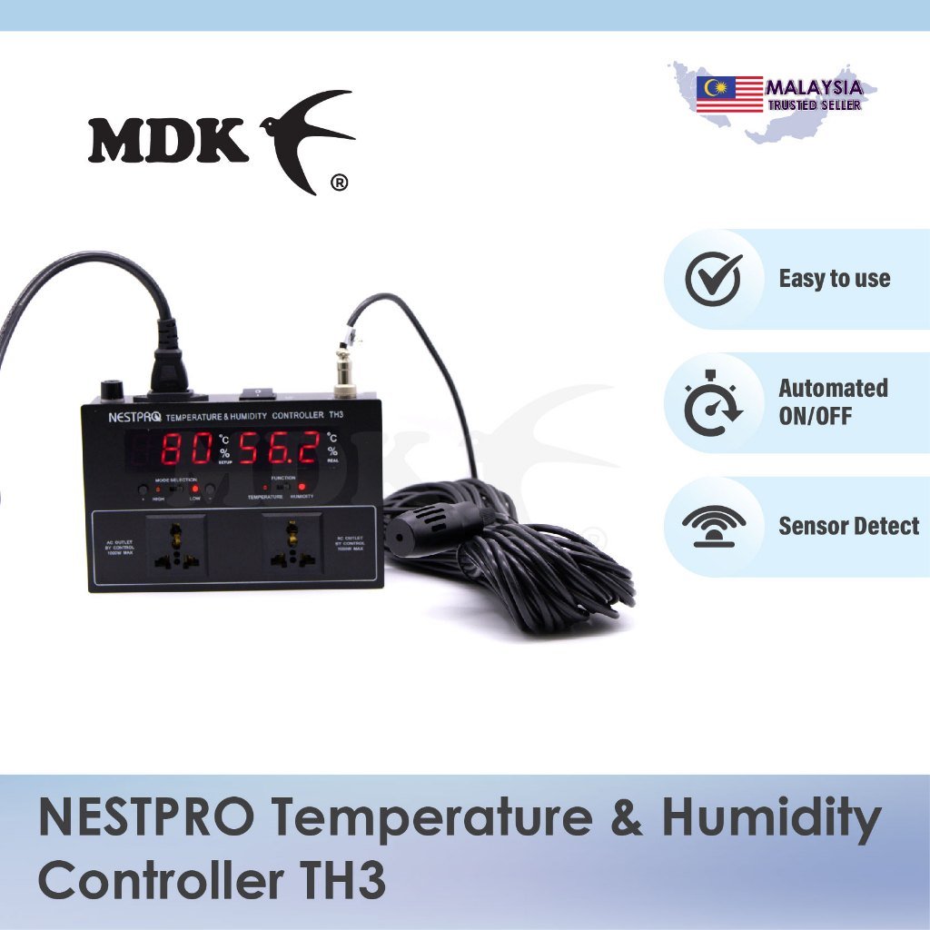 NESTPRO Temperature & Humidity Controller TH3 for Swiftlet Farming Humidifier Controller Auto Switch