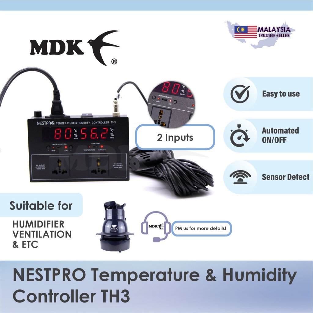 NESTPRO Temperature & Humidity Controller TH3 for Swiftlet Farming Humidifier Controller Auto Switch - Image 3
