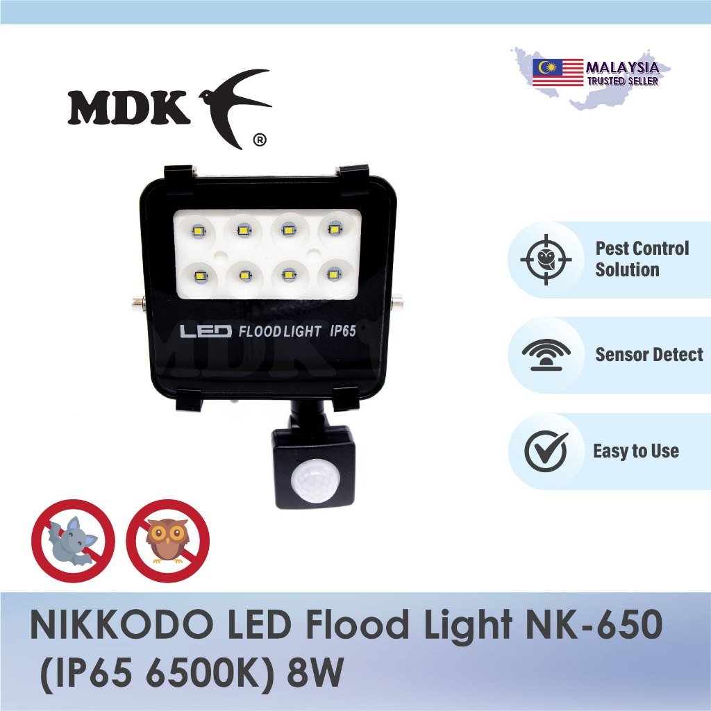 NIKKODO LED Flood Light NK-650 (IP65 6500K) 8W for Swiftlet Farming