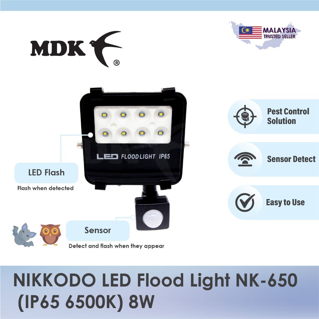 NIKKODO LED Flood Light NK-650 (IP65 6500K) 8W for Swiftlet Farming - Image 3