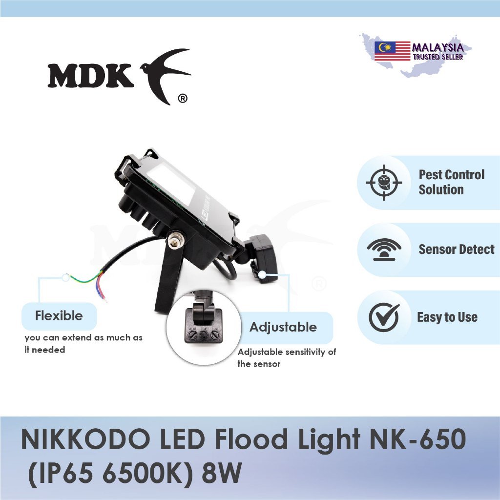 NIKKODO LED Flood Light NK-650 (IP65 6500K) 8W for Swiftlet Farming - Image 4