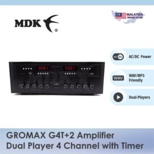 GROMAX G4T+2 Amplifier Dual Player 4 Channels with Timer (Battery) 40W+40W for Swiftlet Farming Rumah Burung Walit