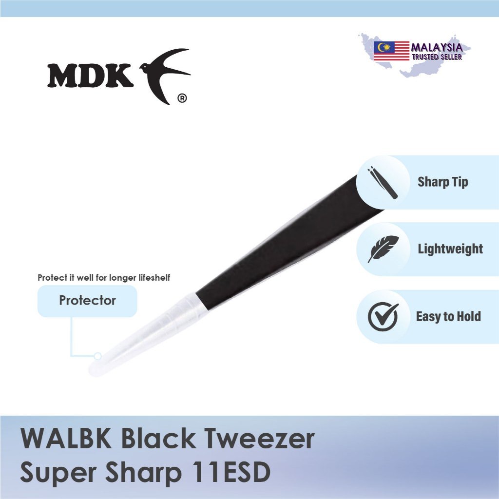 WALBK Black Tweezer Super Sharp 11ESD for Birds Nest Cleaning - Image 3