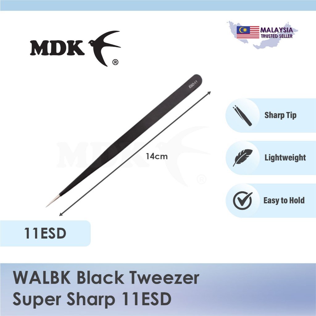 WALBK Black Tweezer Super Sharp 11ESD for Birds Nest Cleaning - Image 4