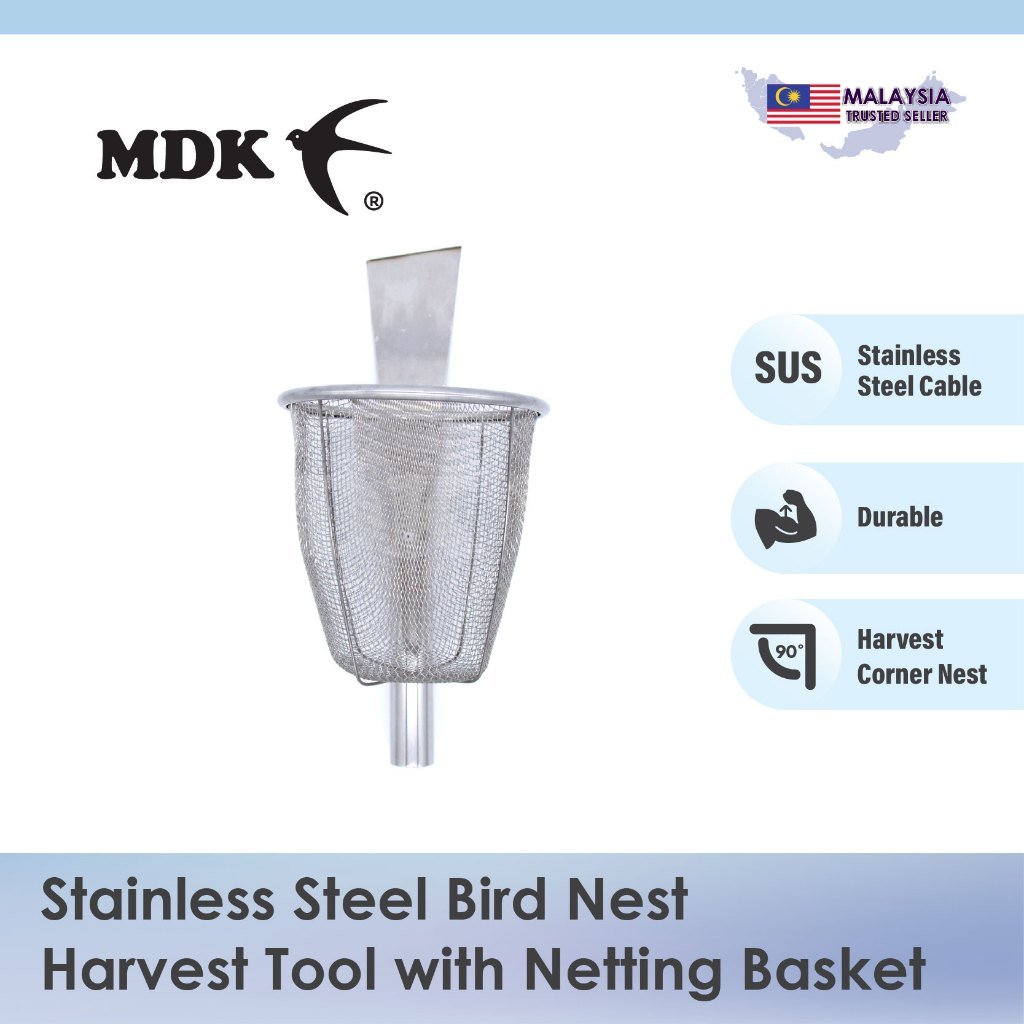 Stainless Steel Nest Harvest Tool / Scraper with Netting Basket for Birdnest Harvest Swiftlet Harvest