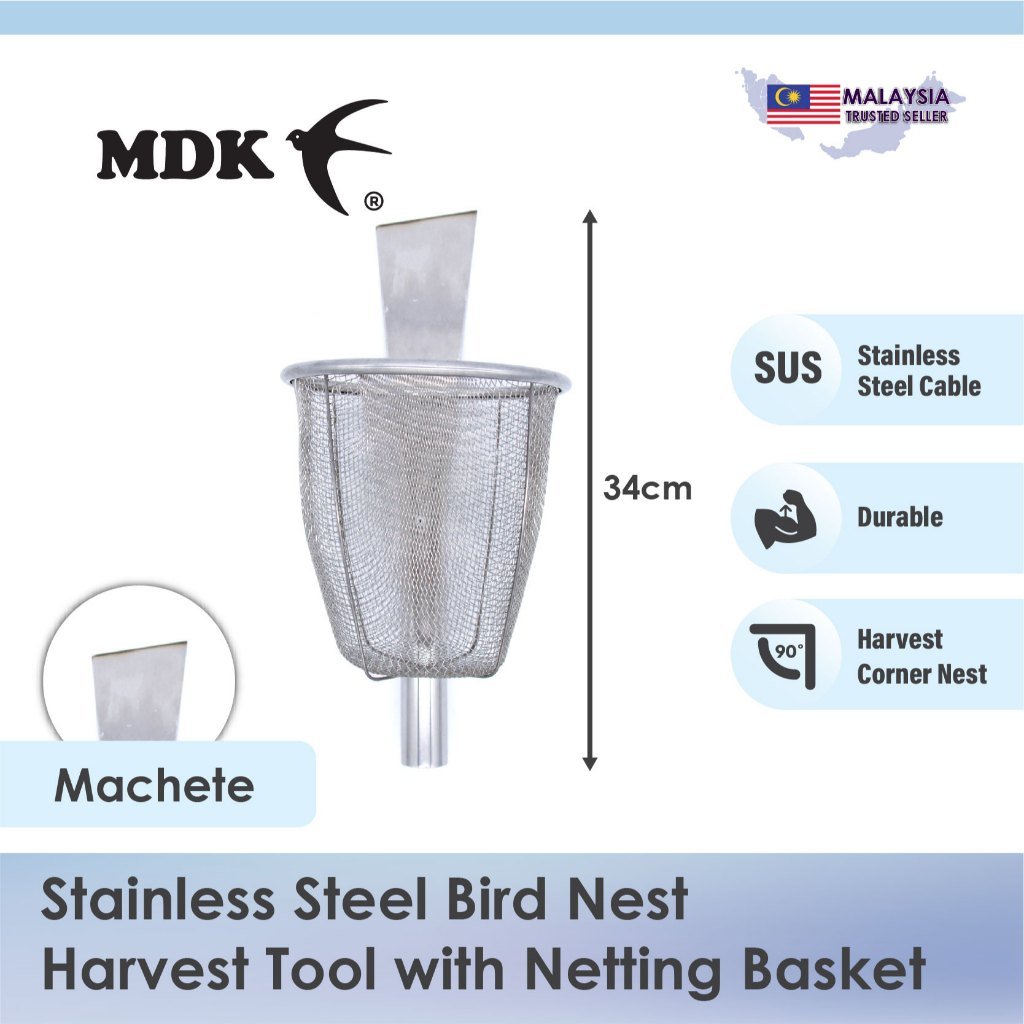 Stainless Steel Nest Harvest Tool / Scraper with Netting Basket for Birdnest Harvest Swiftlet Harvest - Image 5