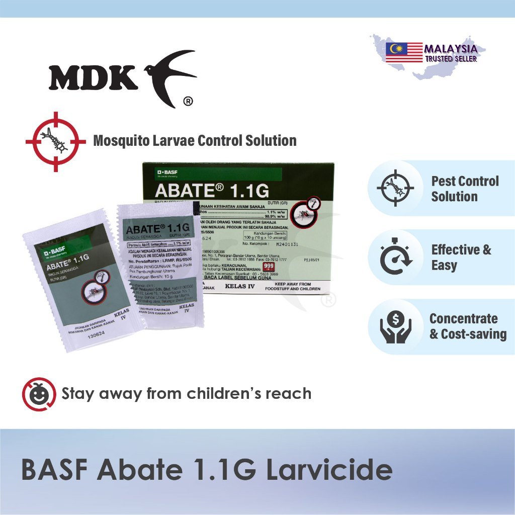 BASF Abate 1.1G Aedes Mosquito Larvae Killer Ubat Jentik Jentik Larvicide 10 gram pack - Image 2