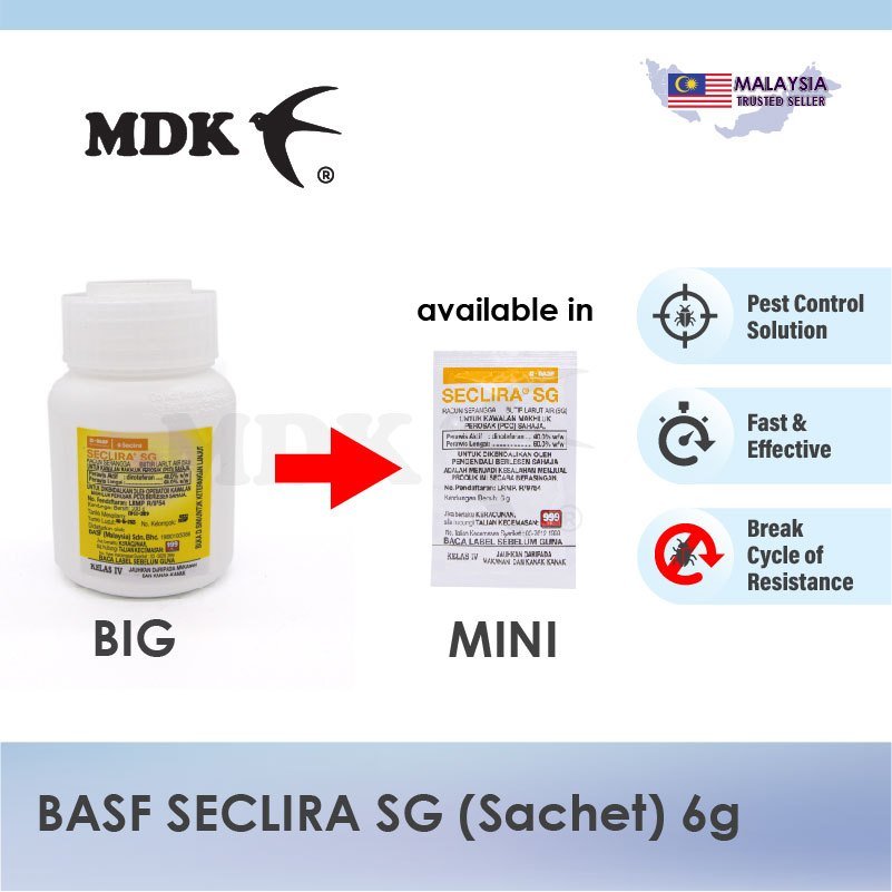 BASF Seclira SG Insecticide 6g (Sachet) Cockroach, Bed Bug, Fly, Spider, Flea Odourless Pest Control - Image 3