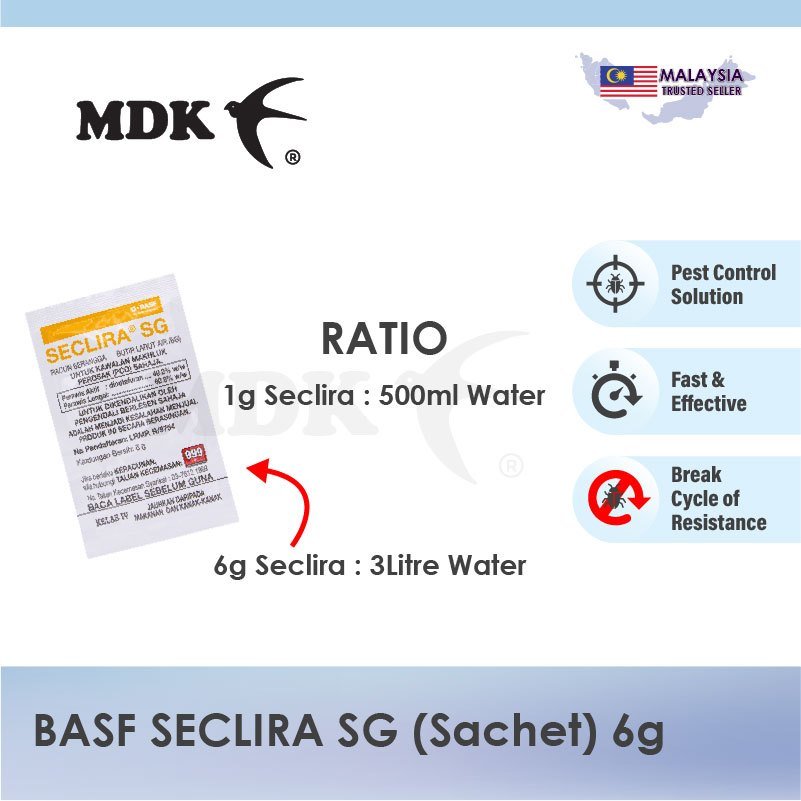 BASF Seclira SG Insecticide 6g (Sachet) Cockroach, Bed Bug, Fly, Spider, Flea Odourless Pest Control - Image 4
