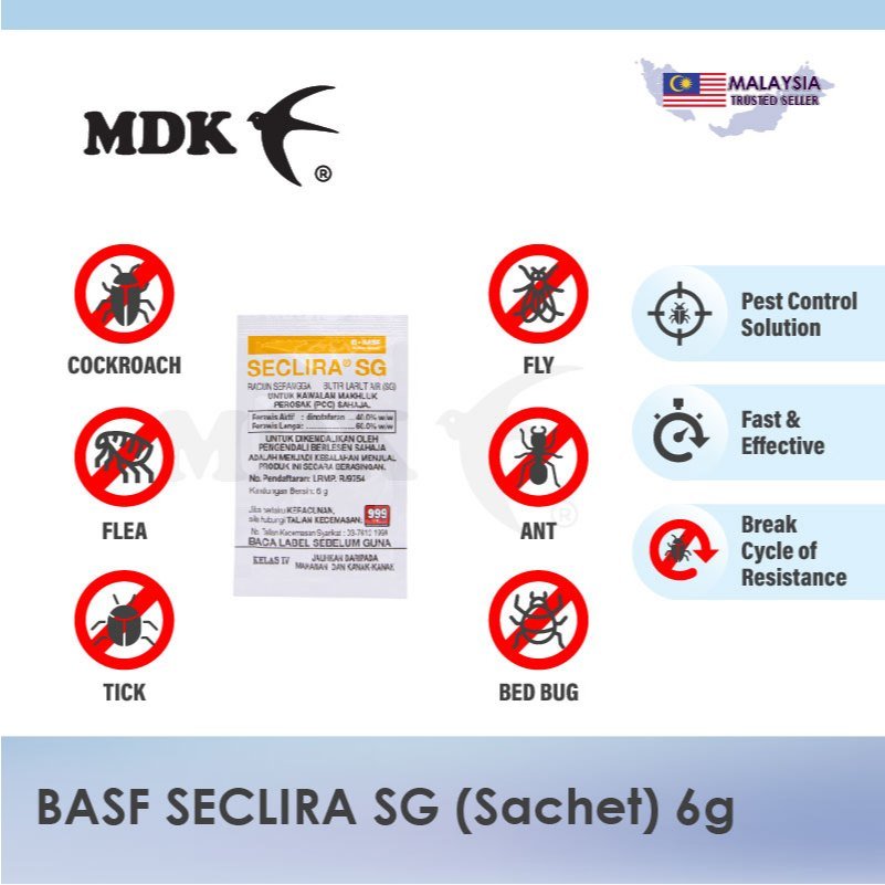 BASF Seclira SG Insecticide 6g (Sachet) Cockroach, Bed Bug, Fly, Spider, Flea Odourless Pest Control - Image 5