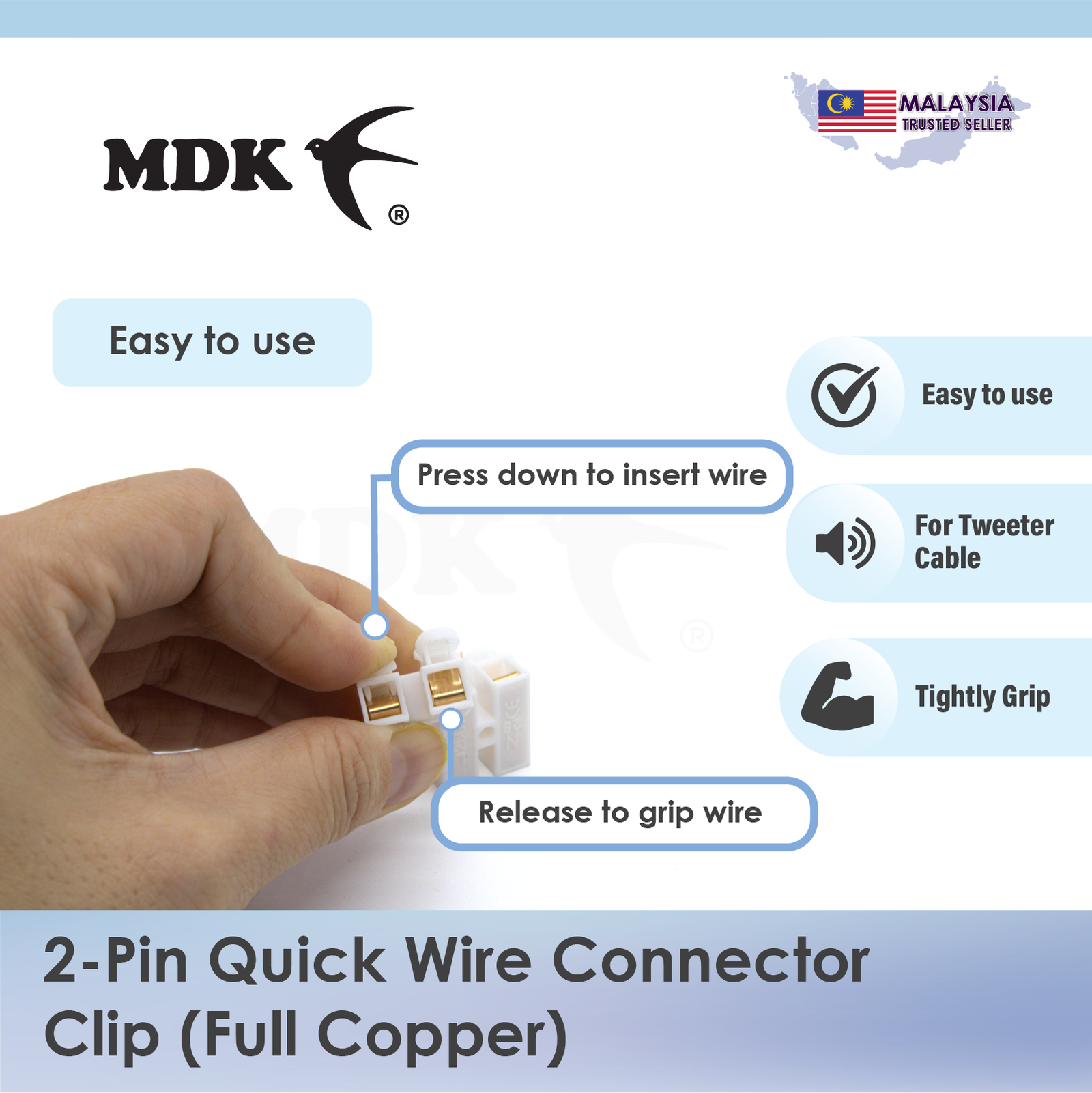 Full Copper 2 Pin Quick Wire Connector Clip 2 In 2 Out 10A 250V for Swiftlet House DIY Wiring LED Tweeter - Image 4