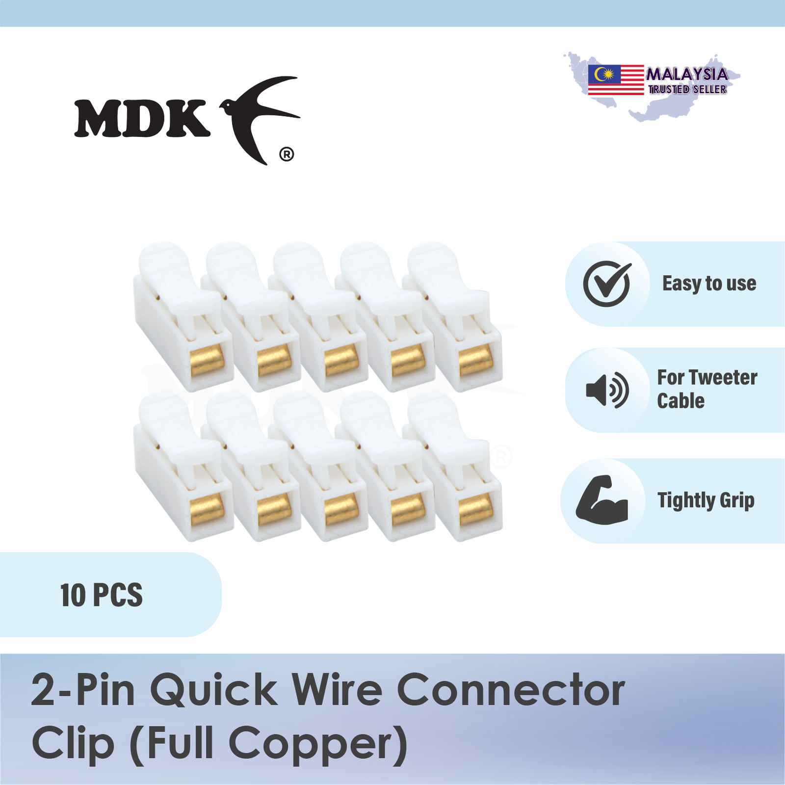 Full Copper 2 Pin Quick Wire Connector Clip 2 In 2 Out 10A 250V for Swiftlet House DIY Wiring LED Tweeter - Image 5