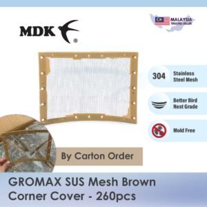 [By Carton 260 pcs] GROMAX Stainless Steel Mesh Corner 20cm x 14.5cm (Large Size) for Swiftlet Farming