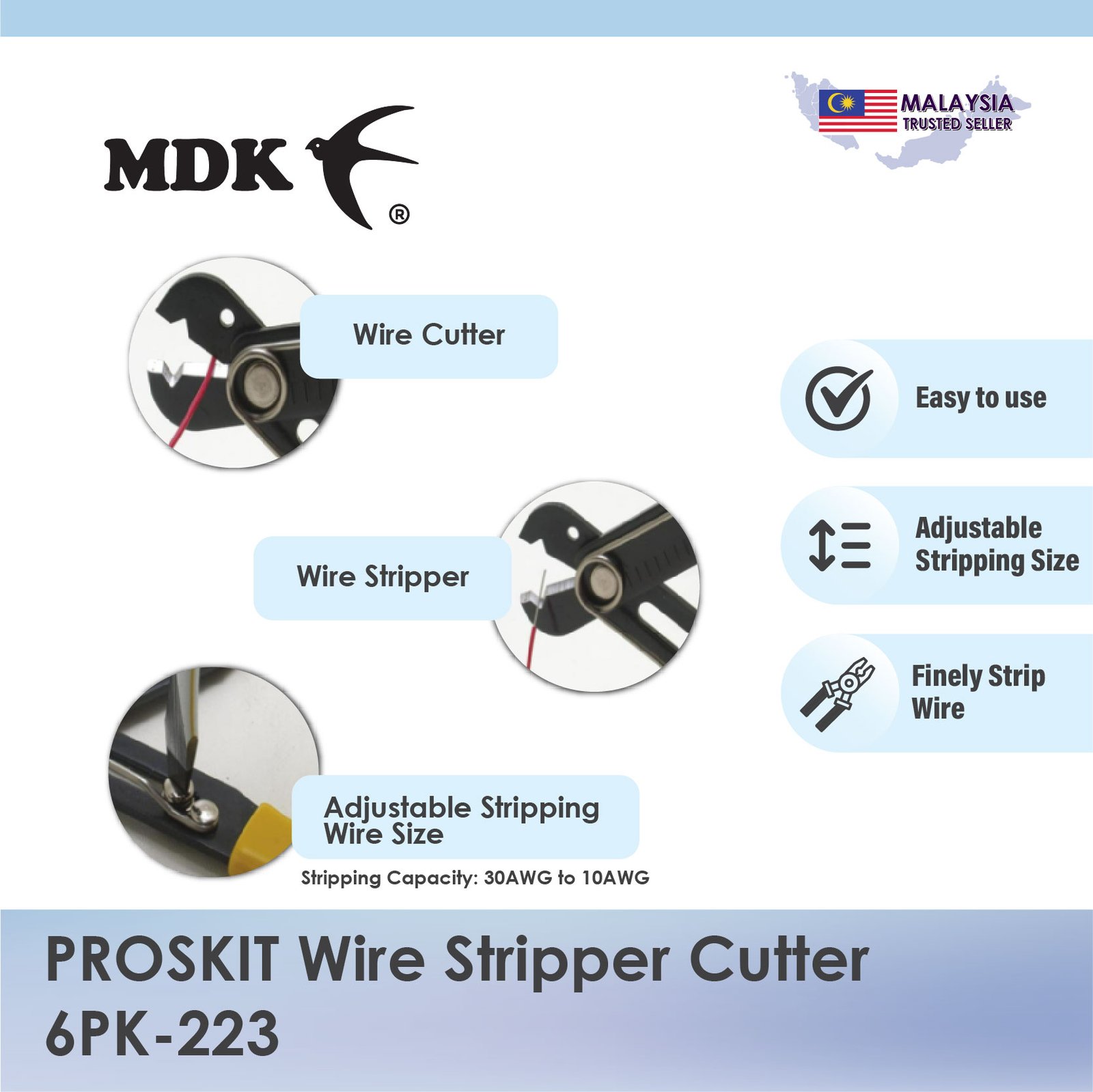 PROSKIT Wire Stripper Cutter 6PK-223 - Image 3