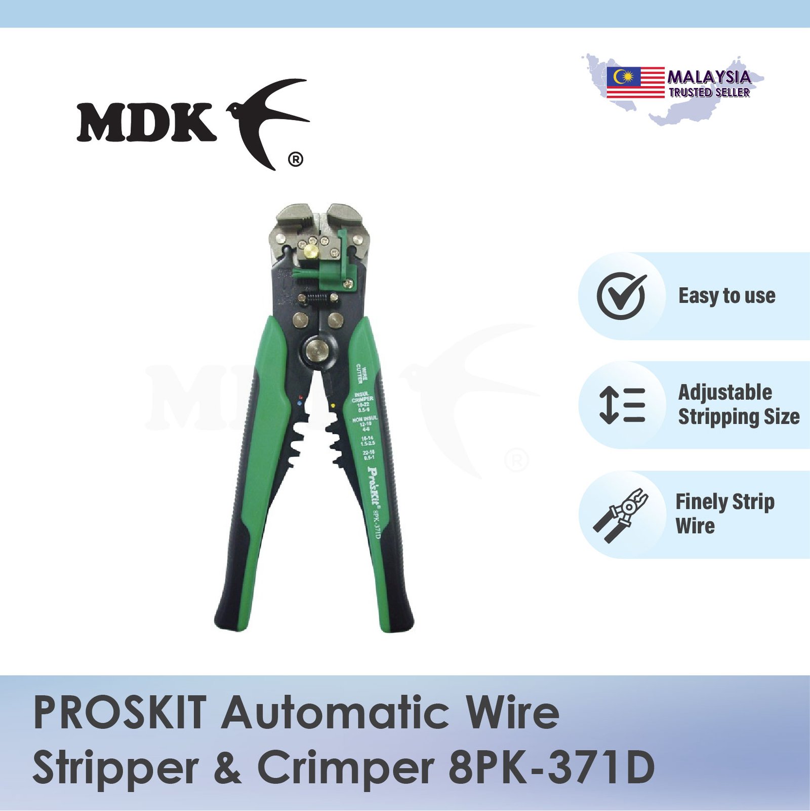 PROSKIT Automatic Wire Stripper & Crimper 8PK-371D