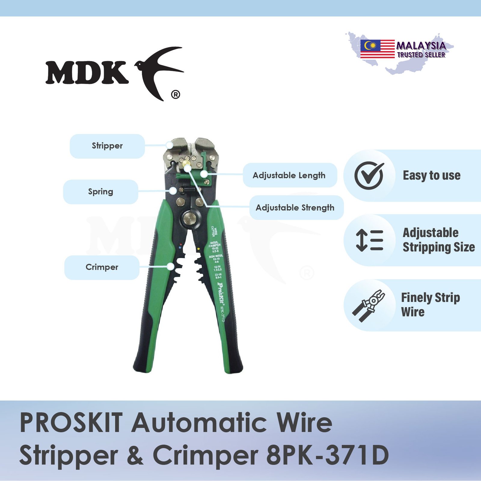 PROSKIT Automatic Wire Stripper & Crimper 8PK-371D - Image 3
