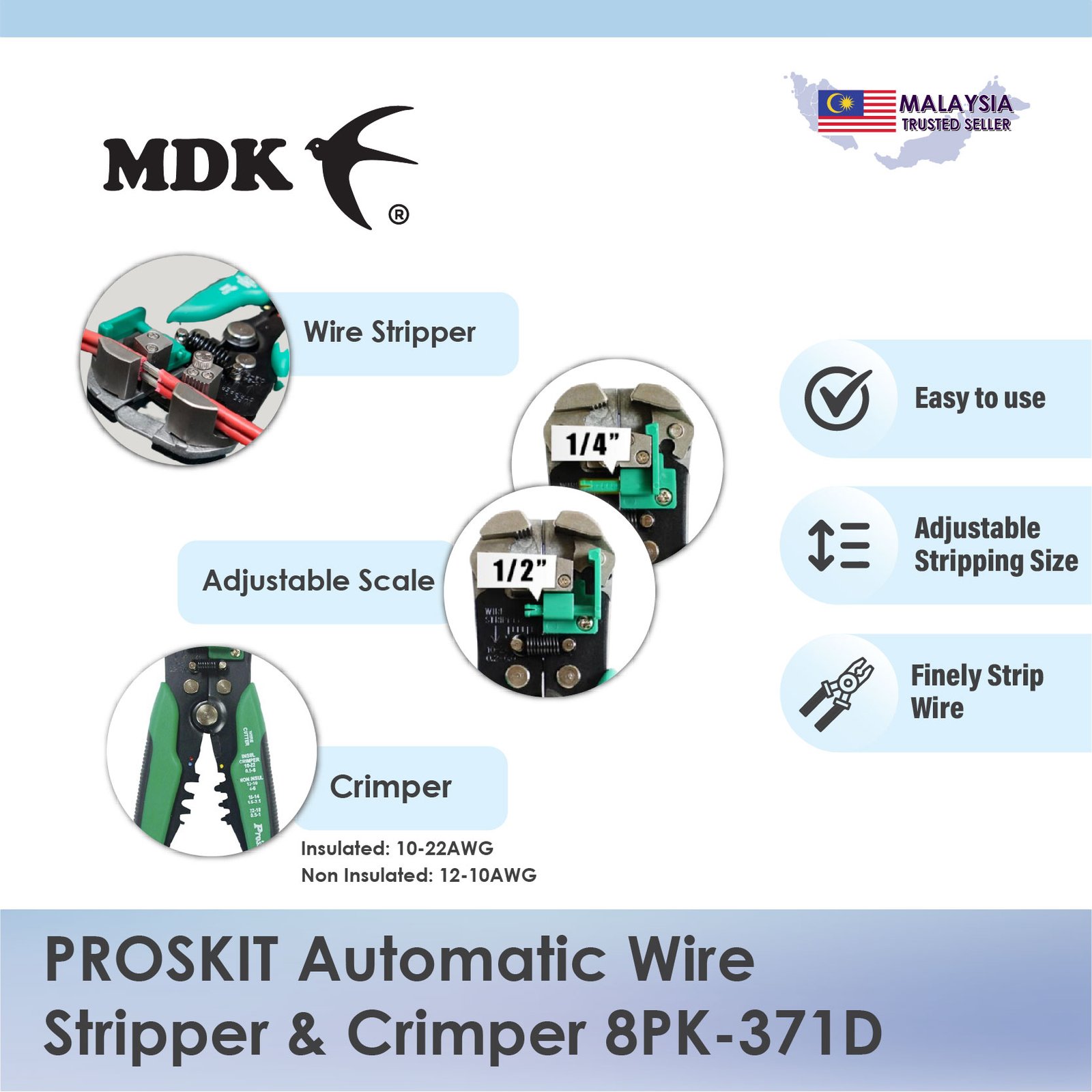 PROSKIT Automatic Wire Stripper & Crimper 8PK-371D - Image 4