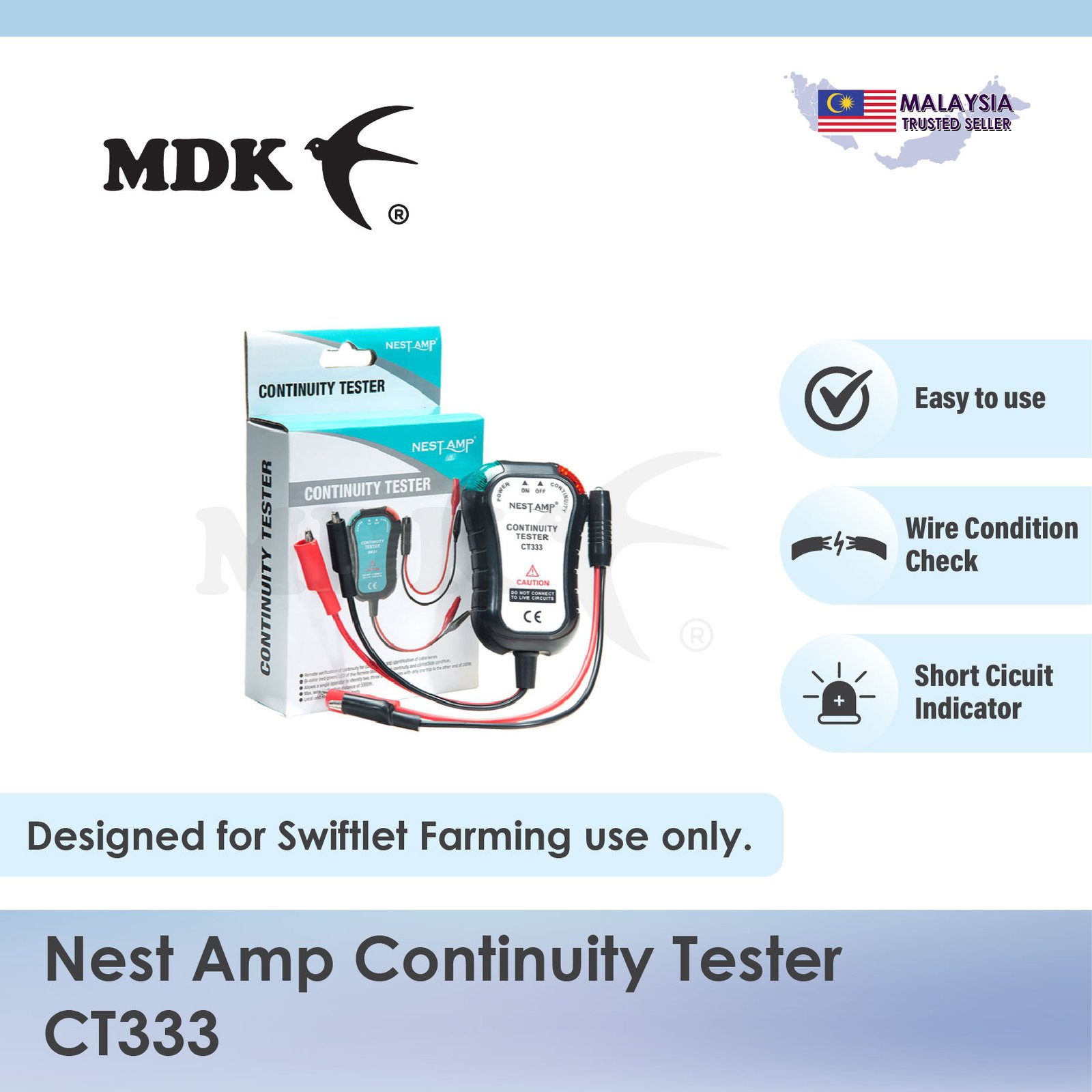 NEST AMP Continuity Tester CT333 for Swiftlet Farming
