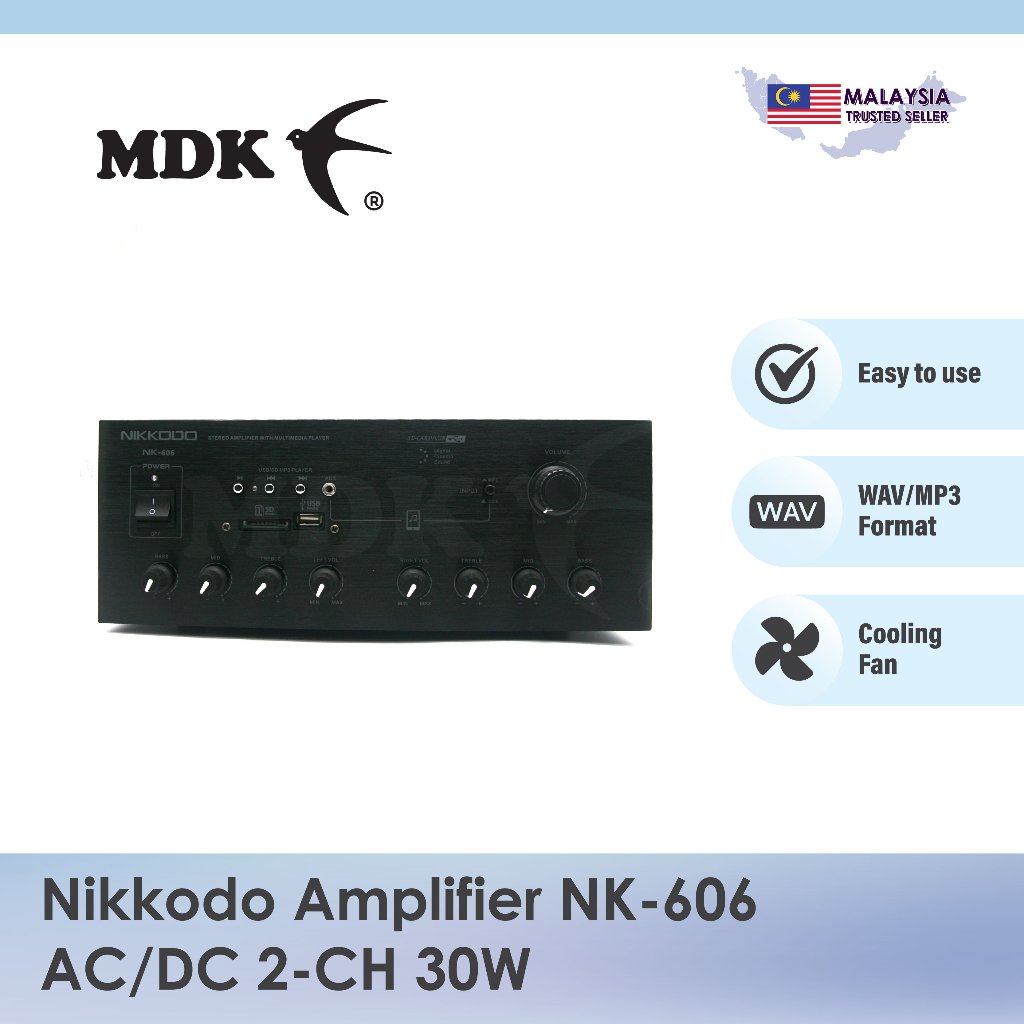 Nikkodo Amplifier NK-606 AC/DC 2-Channel 30W for Swiftlet Farming