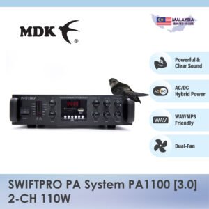 SWIFTPRO PA System PA1100 2-CH 110W AC/DC Hybrid Professional Swiftlet Farming Amplifier
