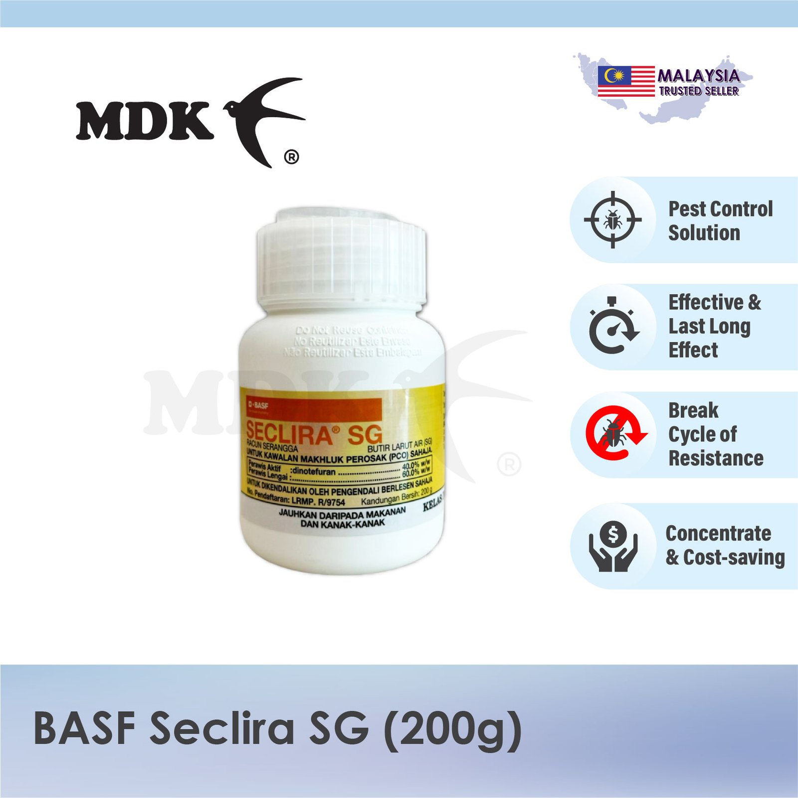 Seclira SG 200g Granule Insecticide Broad Spectrum for cockroaches, flies, bed bugs