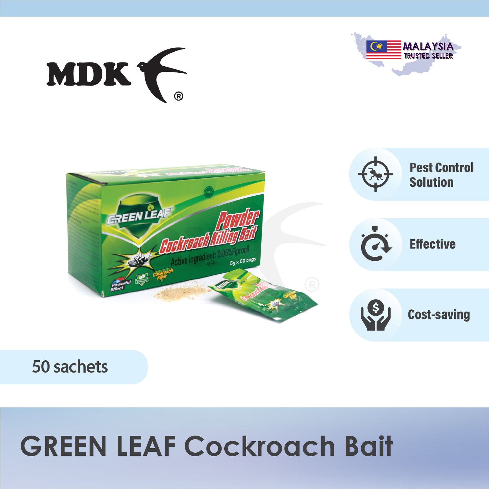 Cockroach Bait (Green Leaf) 5g x 50 sachets - Image 3