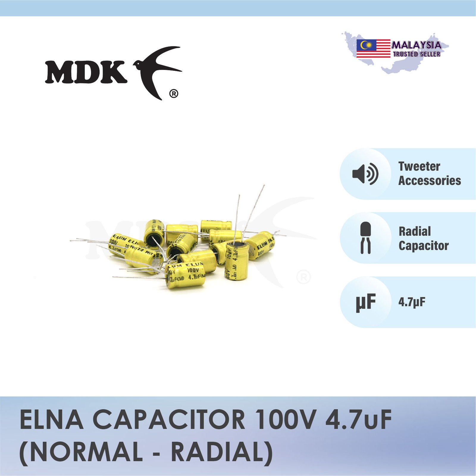 Capacitor 100V 4.7µF for Swiftlet Farming