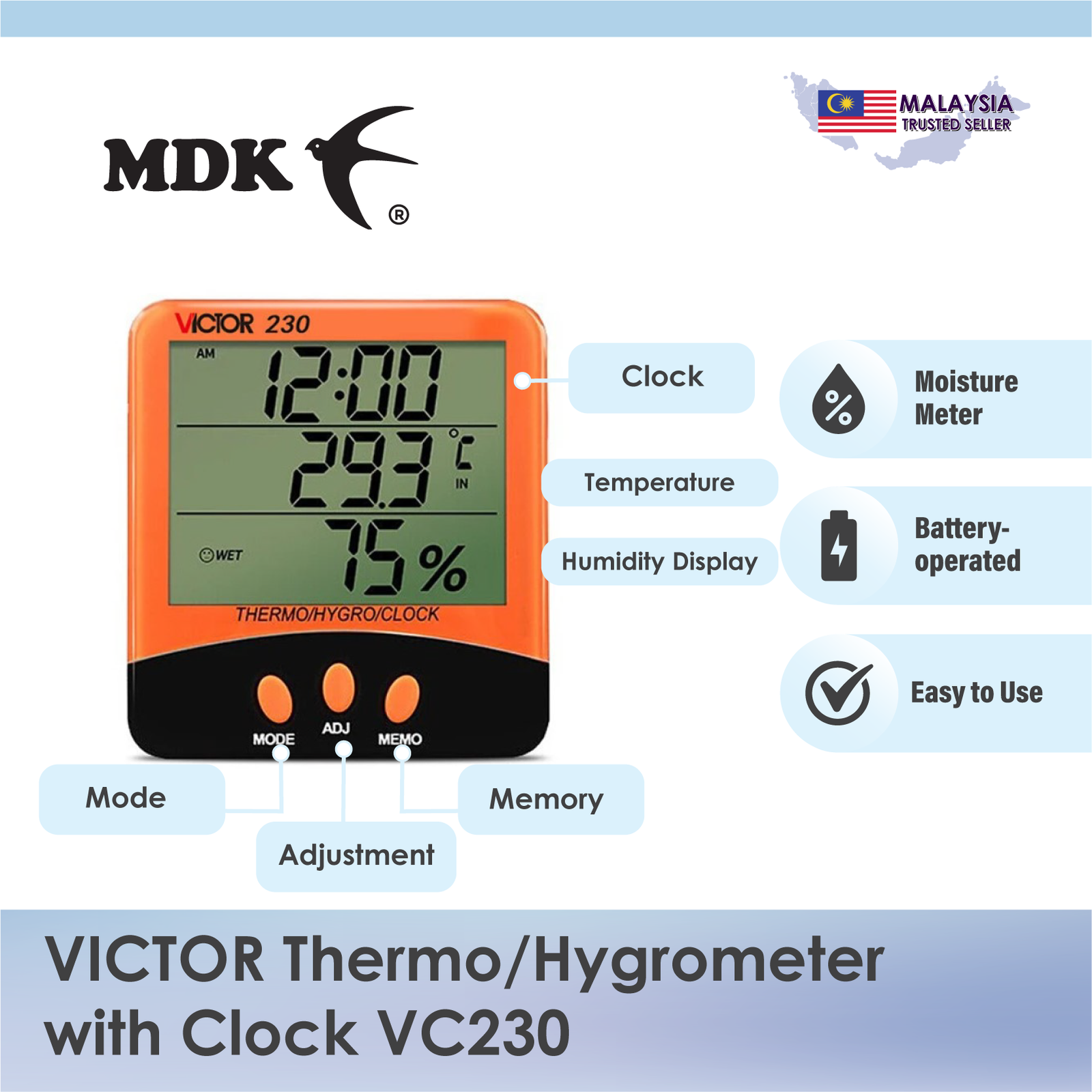 VICTOR Thermo/Hygrometer VC230 - Image 2
