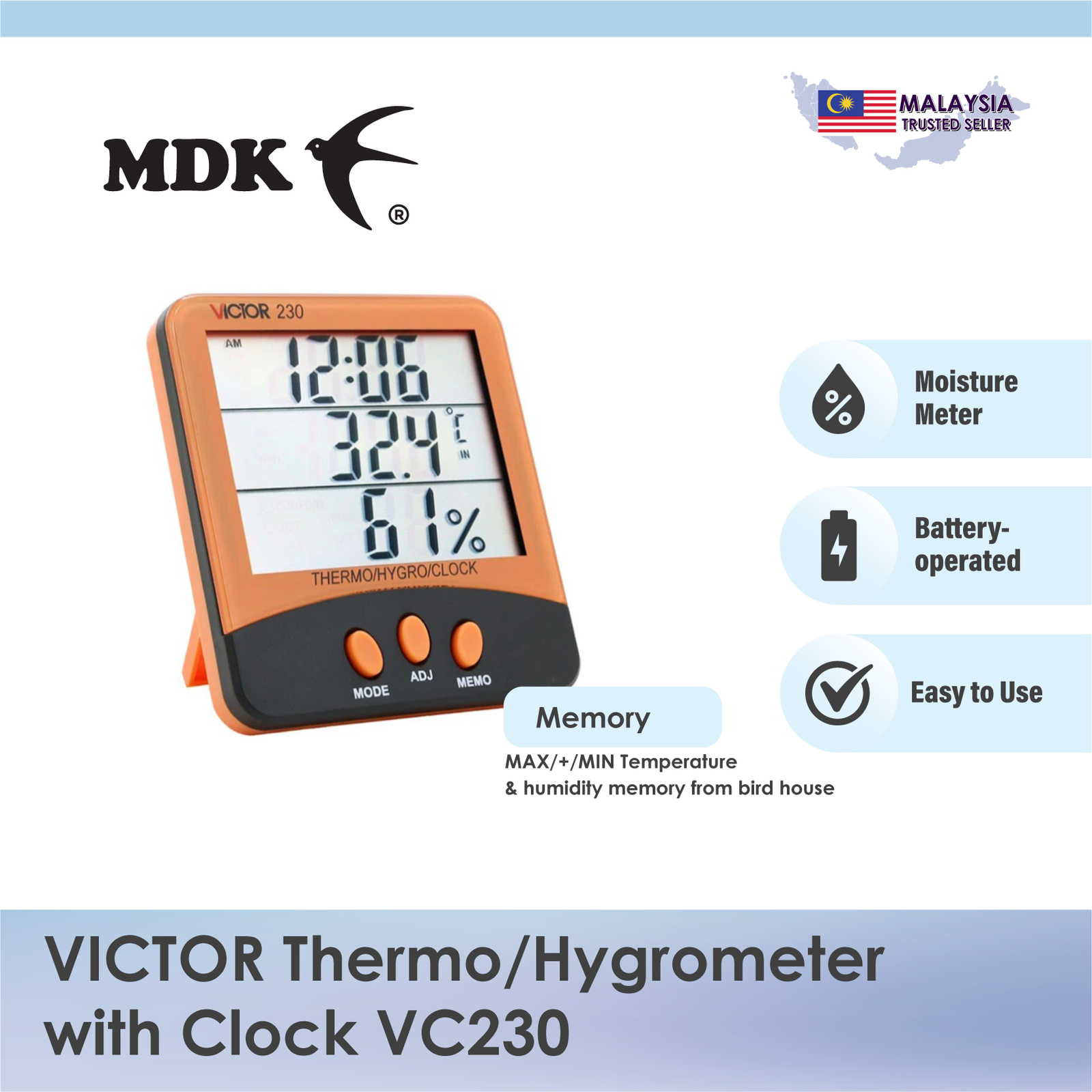 VICTOR Thermo/Hygrometer VC230 - Image 3