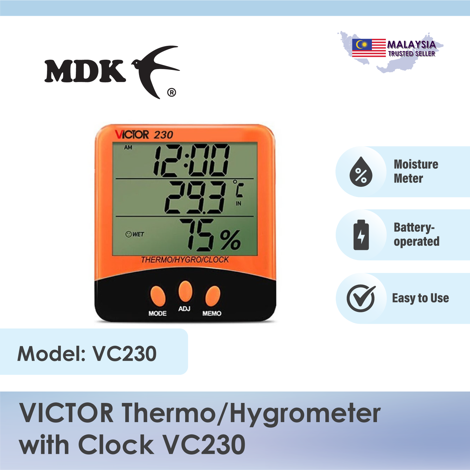 VICTOR Thermo/Hygrometer VC230 - Image 5